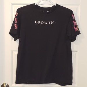 Urban Kids Girl's Black Growth Butterfly Short Sleeve T-Shirt-Size: Large/14-16